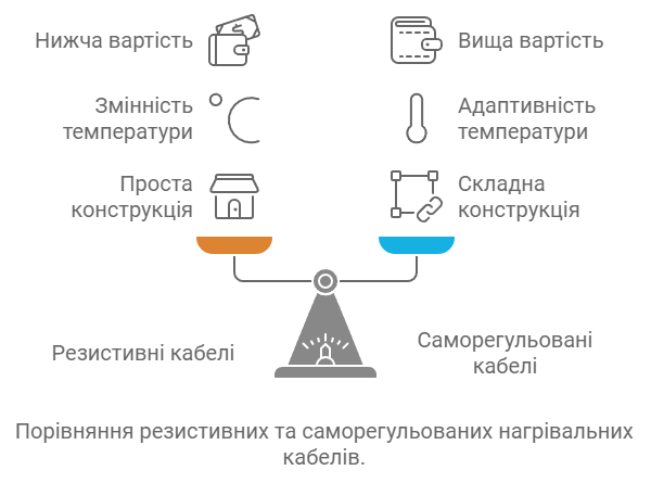 Порівняння резистивних та саморегульованих нагрівальних кабелів.