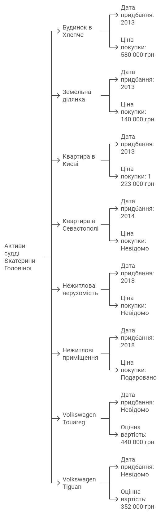Активи судді Єкатерини Головіної